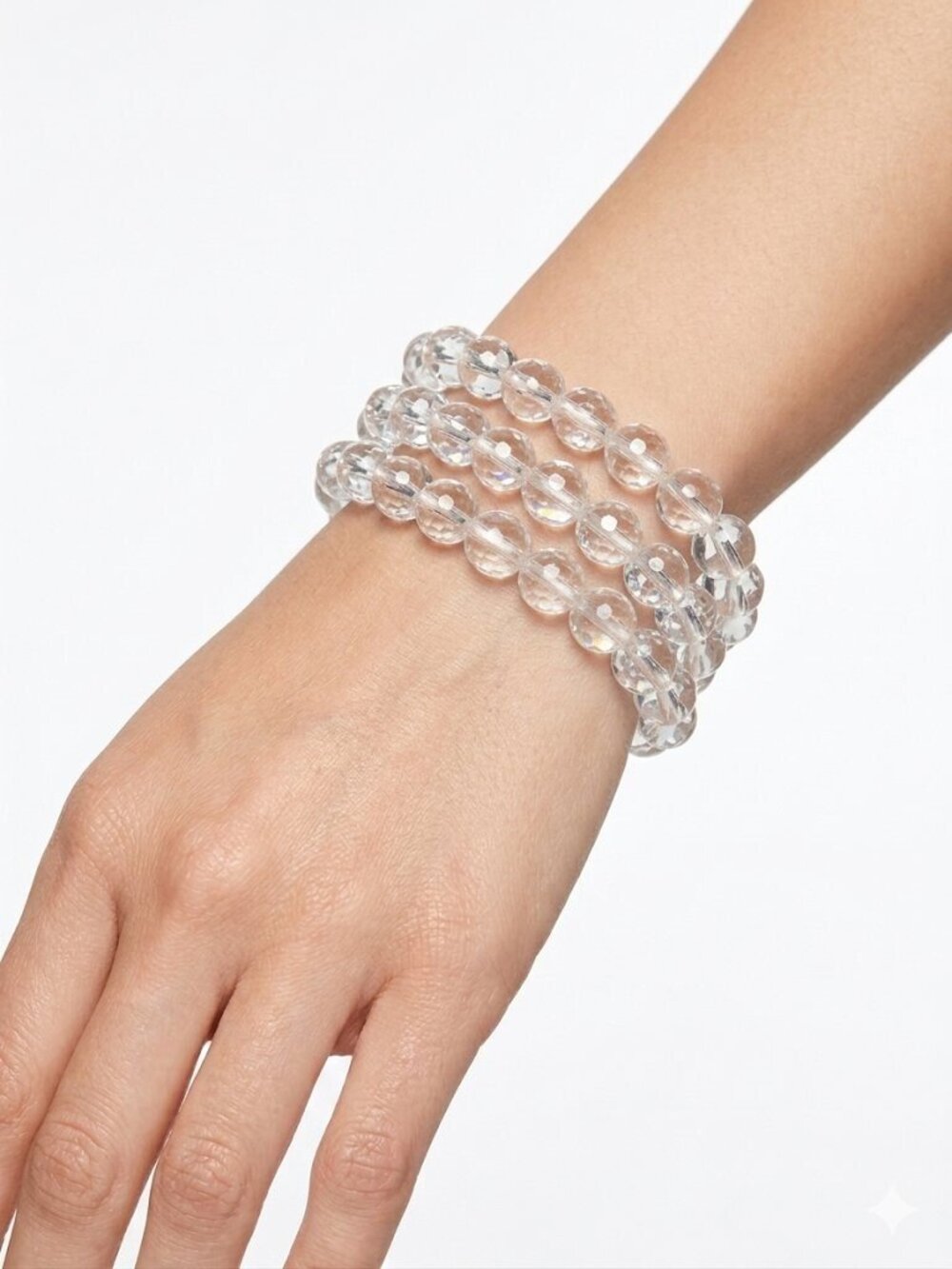 New York & Company Women's Womens 3 Strand Clear Bead Bracelet NWT
